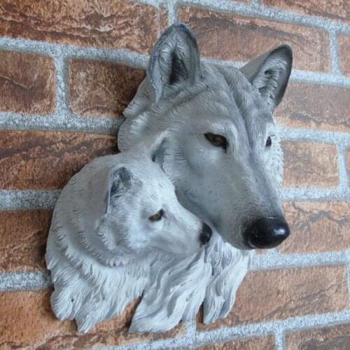 European country animal head simulation wolf head wall hanging wall decoration household porch bar KTV background decoration