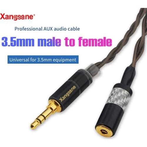 Xangsane single crystal copper silver-plated 3.5mm gold-plated male plug to female AUX audio car earphone cable extension cable