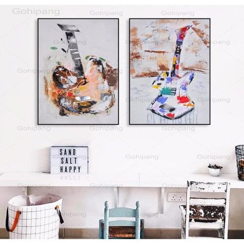 Canvas Painting Watercolor Couple Guitar Art Prints Posters Wall Pictures For Living Room Home Decorative Bedroom Decor No Frame