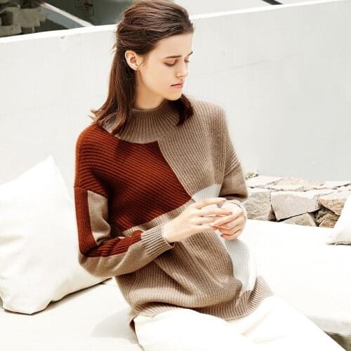 ZHILI 2018 New Autumn Winter Turtleneck Relaxed Cashmere Sweater