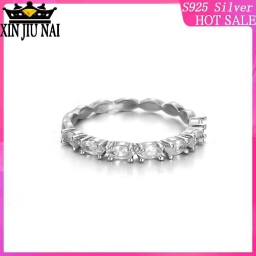 S925 sterling silver small single row exquisite horse eye girlfriend birthday anniversary beautiful gift diamond rings for women