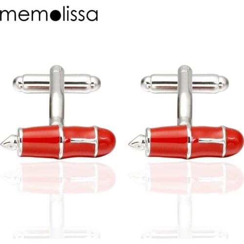 MeMolissa Red Pen Cufflinks for mens Novelty Fountain Pen Design French men shirt sleeve cuff links