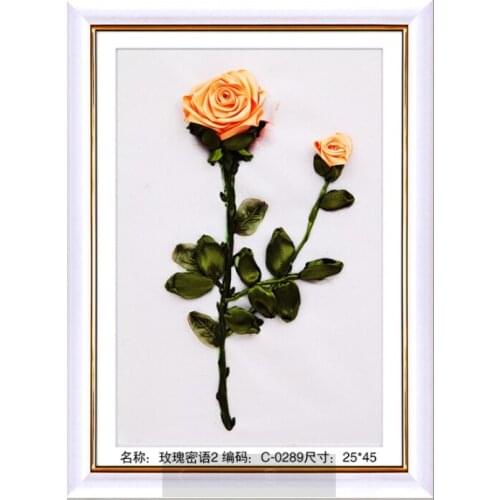 45x30cm Rose honey flower Ribbon embroidery kit stain painting set handcraft kit DIY handmade needlework art home decor