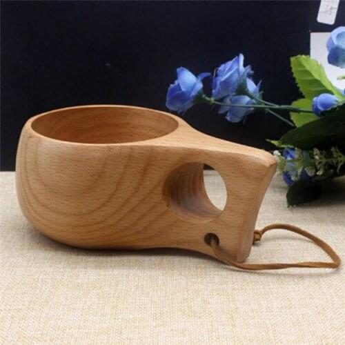 New Handmade Beech Wooden Cups Nordic Style Traditional Outdoor Wood Wine Cups Elephant Single Hole Double Hole Coffee Tea Cups