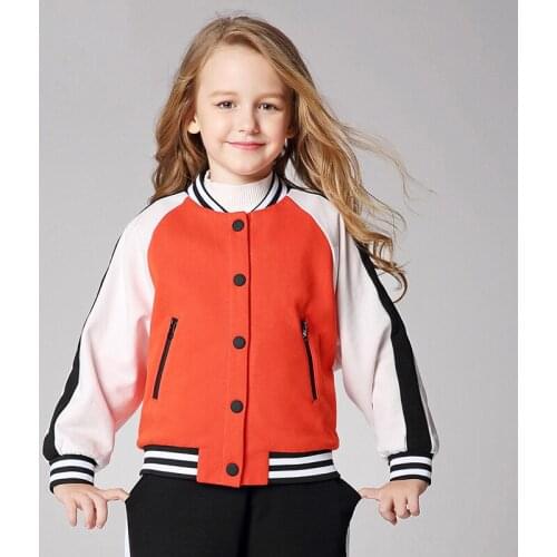 New girls 'baseball suits big boys kids warm sports jacket orange