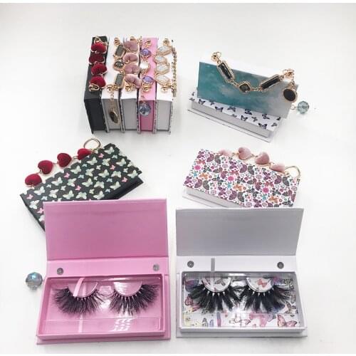 Wholesale Chain Crystal Lash cases Full Strip Eyelashes Boxes Private Label Logo For 8mm-30mm Mink Lashes Custom Packaging