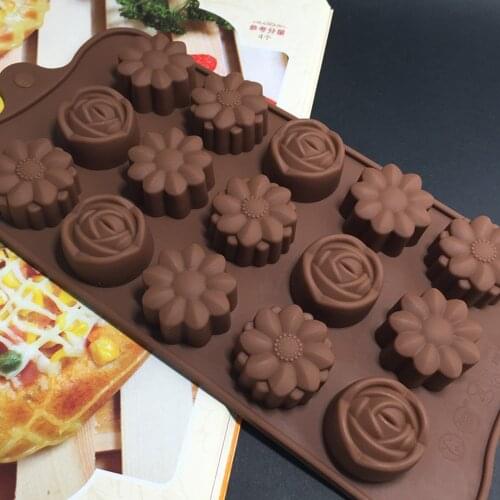 Cavity Silicone Flower Rose Chocolate Cake Soap Mold Baking Ice Tray Mould Forma De Silicone Fondant Coffee Chocolate Mold