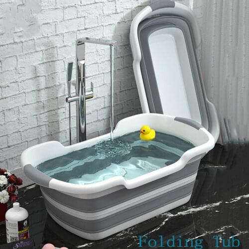 Portable Collapsible Bathtub Baby Bath Portable Silicone High Capacity Wash Storage Non-slip Dog Tub Foot Bath Tub Pet Hot Tub