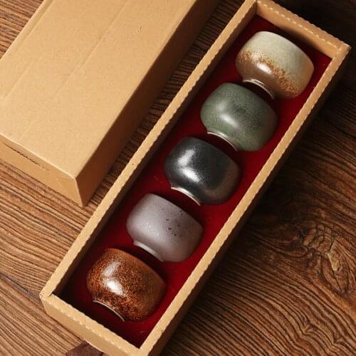 Five ancient jun sample tea cup five lines of cup masters cup small single cup kung fu tea set Japanese ceramic cup