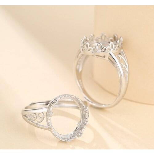 12*14.5mm 925 STERLING SILVER women Semi Mount Bases Blanks base blank Pad ring Setting wedding jewelry findings diy A5905