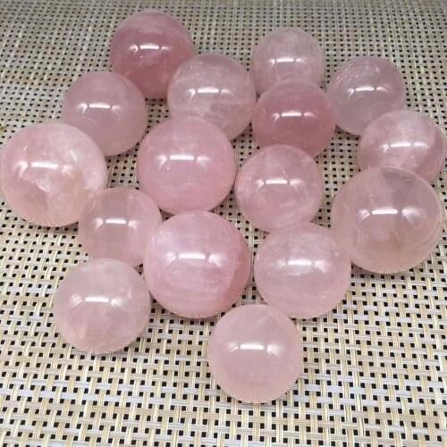 Rose quartz magic sphere natural stones and crystals healing massage ball home decoration