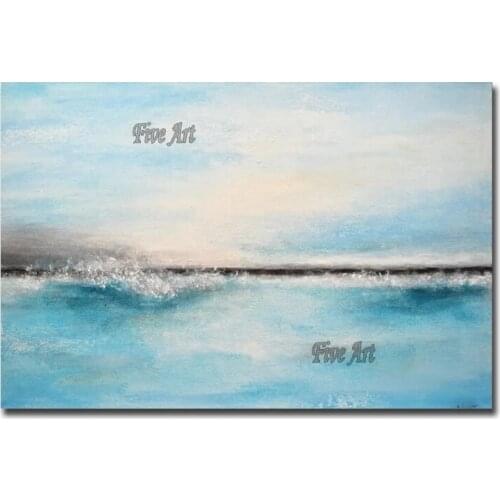 Blue Acrylic 100% Hand-painted Modern Texture Oil Painting Canvas Wall Decoration Art Unframed Artwork For Living Room Decor