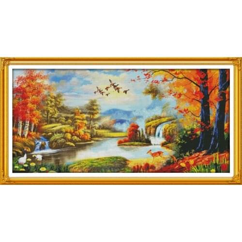 Good luck (1) cross stitch kit lanscape garden 14ct 11ct count printed canvas stitching embroidery DIY handmade needlework