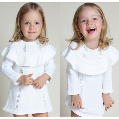 Toddler Baby Girls Dresses 2019 Kids Brand Solid Color Sweater Knit Long Sleeve Spring Autumn Girls Sweater Dress With Hat 1-4Y