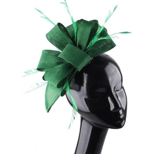 Ladies Women Vintage Big Derby Loop Fascinators Hats Red Ladies Event Feather Headwear Race Hair Accessories Fedora Pillbox Hats