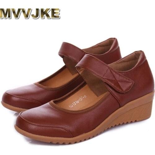 MVVJKE Women wedges shoes heel round toe hook loops party comfortable dancing square heel