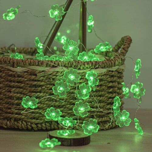 1Set 10/20/30 PCS LED Light String Patricks Day with Remote Control Timing Function Clover Party Festival Decor