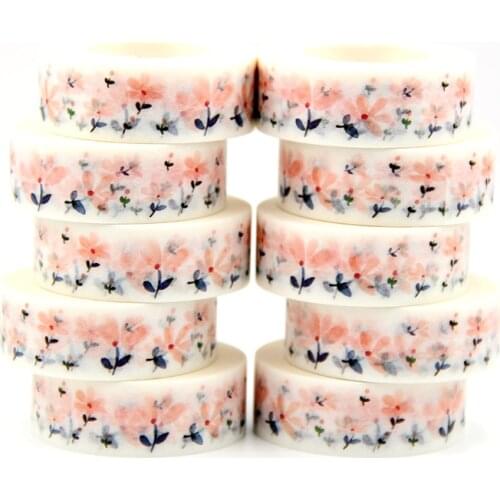 10pcs/lot 15mm*10m vivid orange pink flower Washi Tape Japanese Paper DIY Planner Masking Tape Decorative Stationery