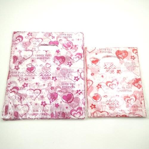 100pcs/lot 15*20cm Promotions Sweet heart Gift Bags Plastic Boutique Pouches Shopping Gift Package Bag 152010