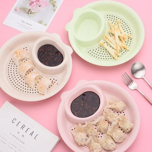 2PCs/Lot Creative Dumpling Pp-Polypropylene Dumpling Plates With Vinegar Plates Draining Environmentally Household Round Plates