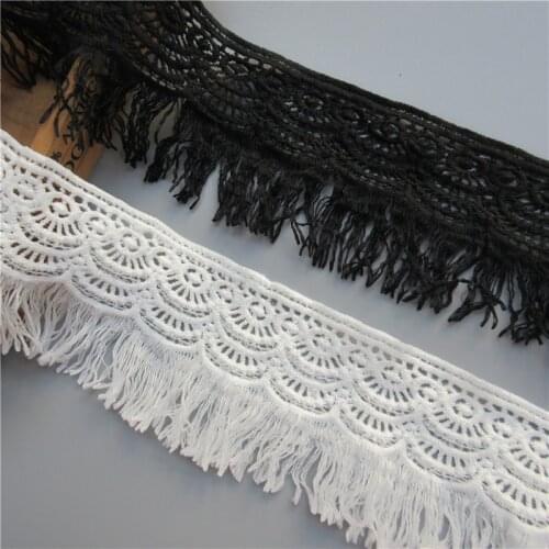 2yards/Lot 80mm Width Cotton Tassel Embroidered Lace Trim Fabric Lace Ribbon Handmade DIY Sewing Supplies Craft Decoration