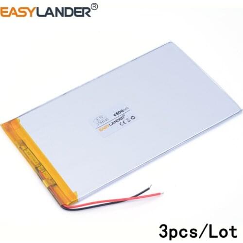 3pcs /Lot 4500mah 3.7V 3784145 lithium Li ion polymer rechargeable battery for dvr GPS mp3 mp4 cell phone speaker