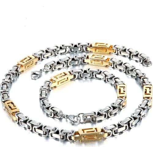 8MM Charm Bicycle Chain Byzantine Necklace for Men Stainless Steel Bracelet Hip Hop Jewelry Punk Chains Necklaces