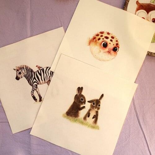 8pcs 20*20cm Arrival Puffer Cotton Canvas Fabric Zebra Hedgehog Series Patchwork Cloth Diy Decora Frame Painting Cat Bird D30