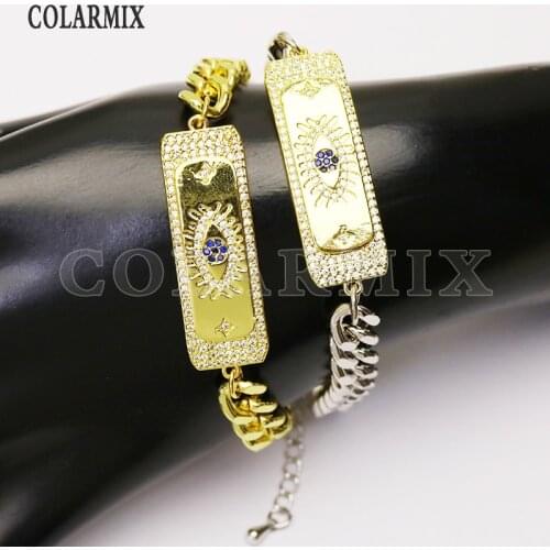 8 Pieces Flat chain Bracelet Fashion Eyes shape charms Bracelet Punk hip pop jewelry Bracelet 7351