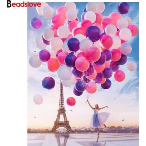 Diamond Painting paris tower girl balloon Full Square Round 5D Diy Diamond Embroidery Mosaic Rhinestone Home Decor Love painting