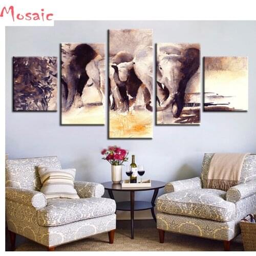 "Elephant"diamond painting animals Diamond Embroidery beads diy diamond mosaic wedding decoration christmas party gifts 5pcs/set