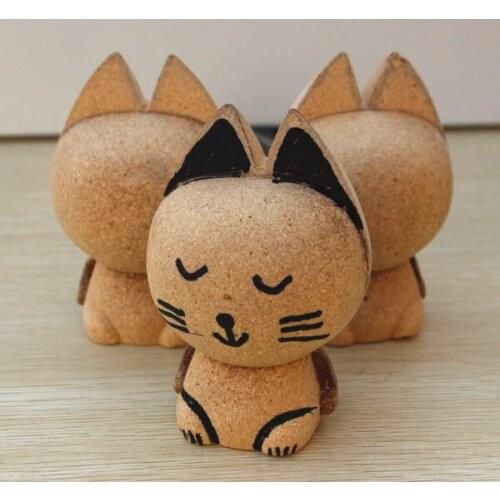ANGRLY 6.5*4.5*10cm Source Material Wooden Art The Original Decoration Materials Blank DIY Self Drawn Lovely Animals Cartoon Cat
