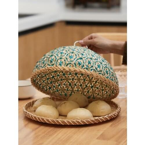 Zq Handmade Bamboo Dining-Table Cover Vegetable Cover Household Anti Fly Food Food Cover Vegetable Cover Anti-Mosquito Net
