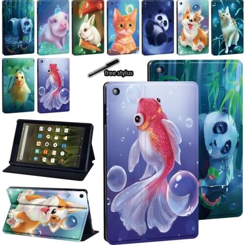 Case for Amazon Fire 7 (5th 7th 9th)/HD 8 (6th 7th 8th) Gen/HD 10(5th 7th 9th) PU Leather Animal Series Tablet Stand Cover