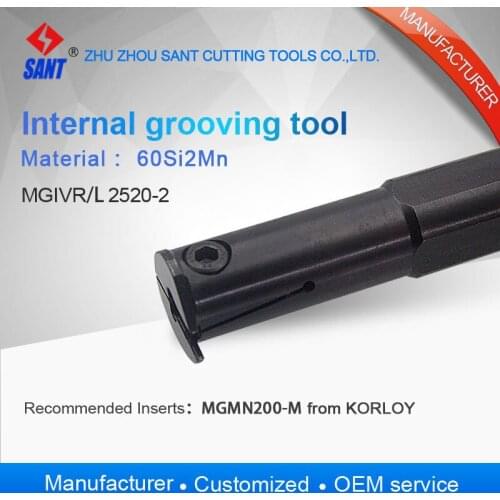 Zhuzhou sant Internal grooving and turning tool holder MGIVL2520-2/MGIVR2520-2 with insert MGMN200-M