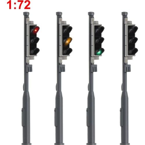 4pcs OO Scale Model Traffic Signals Red/Yellow/Green 1:72 Block Signal 5.6cm Traffic Light JTD729RYG