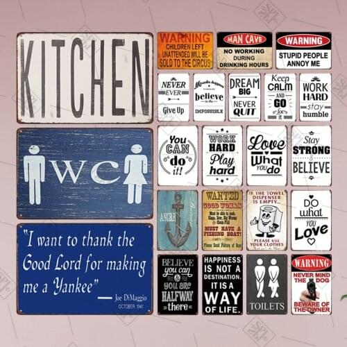 Toilet Sign Board YOU CAN DO IT Inspirational Statement Metal Sign Kitchen Location Signage Warning Sign Wall Stickers Decor
