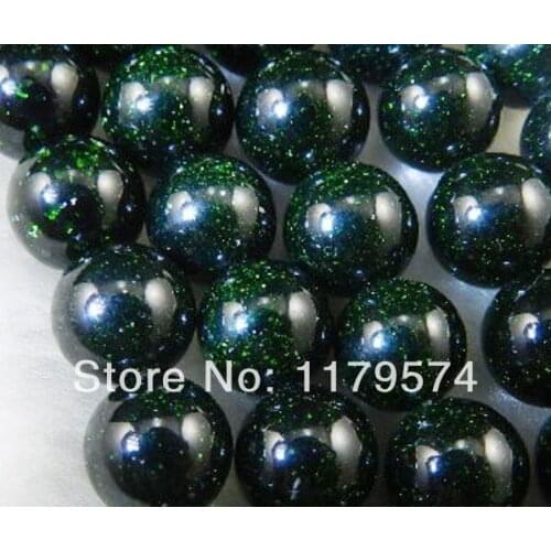 Hot wholesale and retail beautiful New Charming!10mm Galaxy Staras Green Sand Sun Sitara Loose Beads Accessory Parts 15''wj390