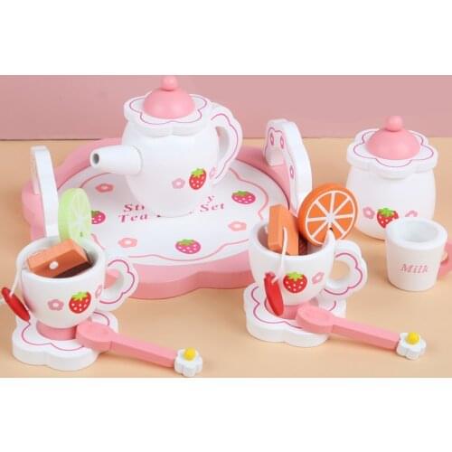 Simulation Wooden Kitchen Toy Creative Tea Set Toy Puzzle Pretend Play House Toy Early Education Tableware For Girl Gifts
