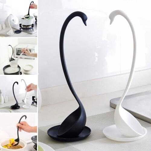 JX-LCLYL Long Handled Swan Spoon Soup Tableware Cooking Kitchen Gadgets Tools With Salver