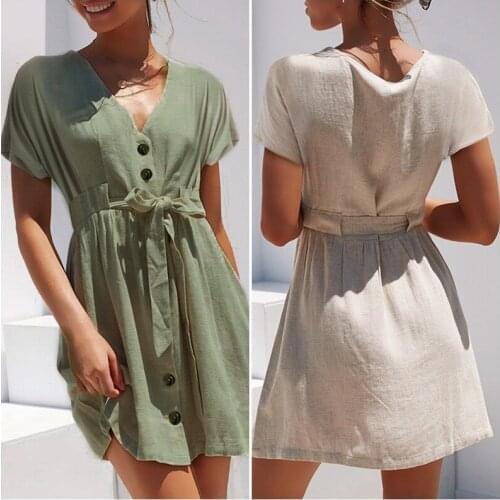 Summer new womens cardigan dress V-neck short-sleeved lace long skirt short dress