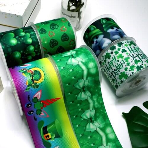 St. Patrick DIY Handmade Materials Printed Grosgrain Ribbon 50 Yard Per Size 26227