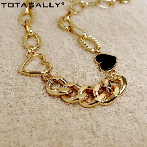 TOTASALLY 2020 New Choker Necklaces Luxurious Link chain double Hearts Charm Women Statement Necklace Gifts Dropship
