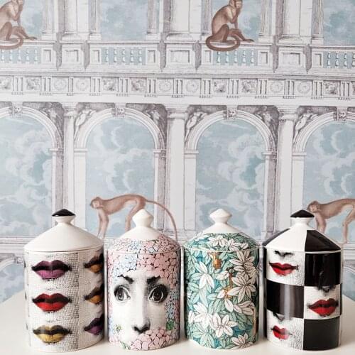 New style lady face candle holders vintage bottle Decorative ceramic porcelain jar candle jars with lid wholesale