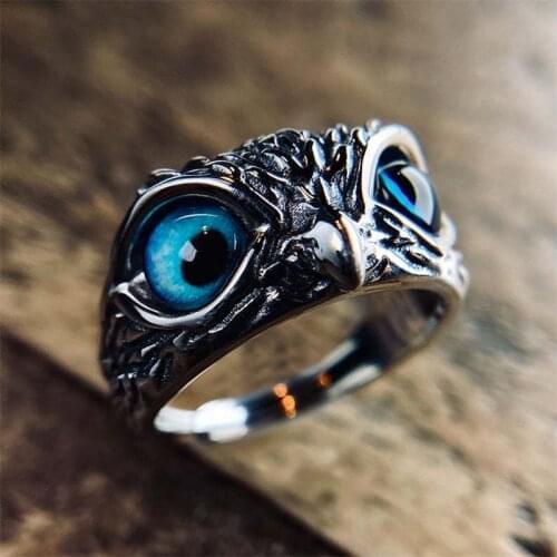 New Vintage Demon Eye Owl Rings for Women Men Punk Retro Animal Adjustable Open Ring Couple Ring Fashion Jewelry Best Gift