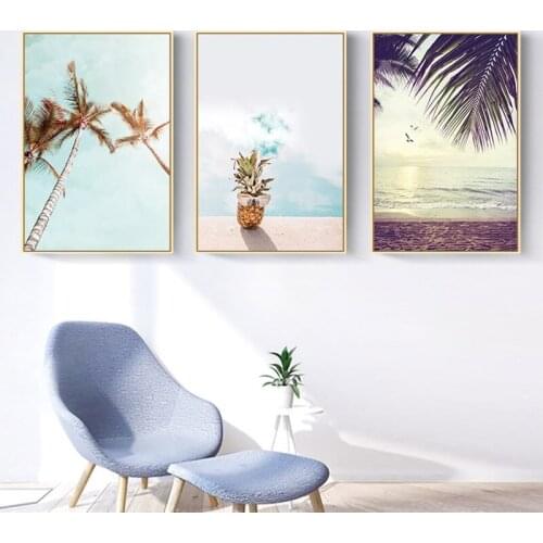 Pineapple Poster and Print Beach Sea Landscape Wall Art Canvas Painting Nordic Decorative Pictures Home Decoration Unframed