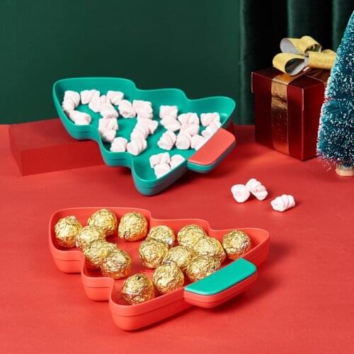 Christmas Tree Fruit Tray Home Living Room Snack Storage Tray Candy Dish Plastic Dried Fruit Plates Christmas Tree Shape Bowl