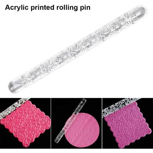 Cake Fondant Embossed Rolling Pin Gum Embossing Sugar Cake Decor Crafts Tool