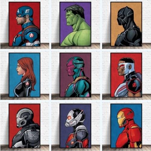 Marvel Avengers Superhero on Canvas Paintings Spiderman Retro Comic Poster Wall Art Picture Cuadros for Living Room Home Decor