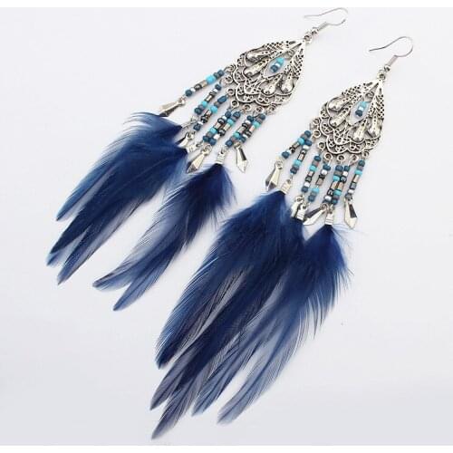 Bohemian style feather fringe earrings,Jewelry & Accessories Fashion Jewelry Earrings, Dangle Earrings,Girls gift